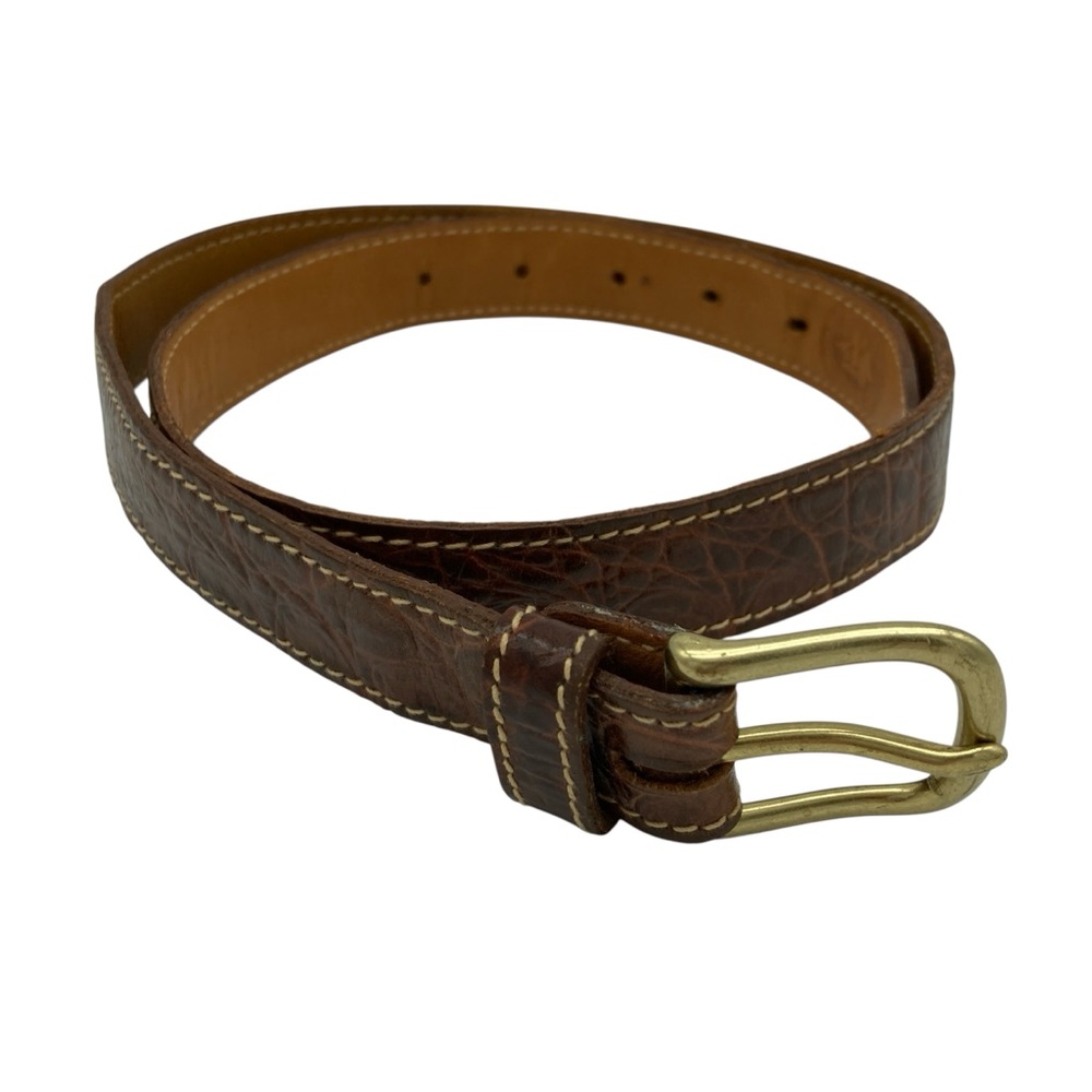 Vintage Brahmin Croc Embossed Leather Belt with Brass Buckle